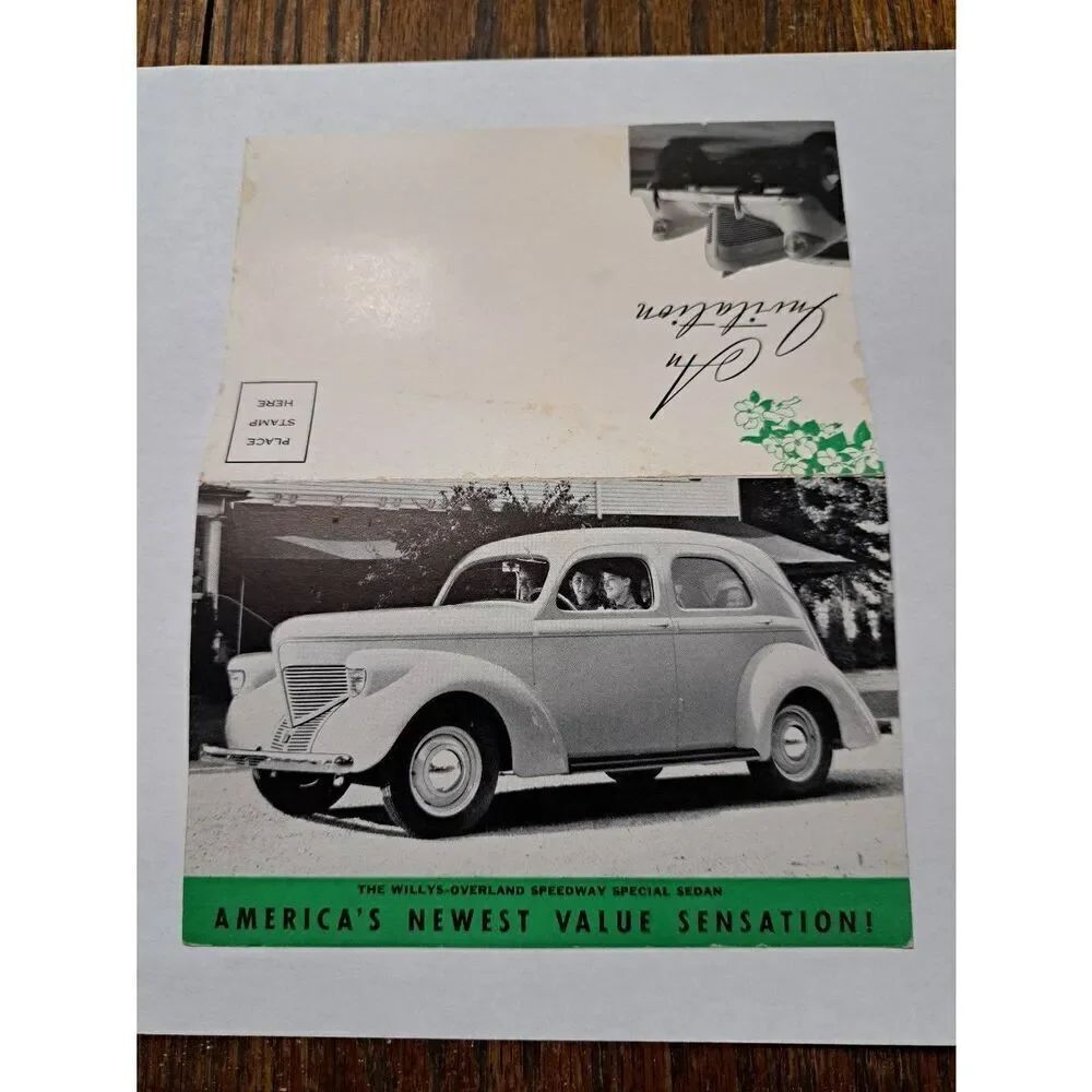 Vintage 1939 Willys Overland Speedway Special Sedan Invitation Advertisement